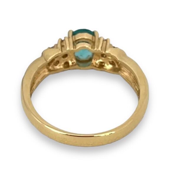 Vintage Ring Size 9 Blue Cubic Zirconia Crystal 18K Gold Plate Mid-Century 14E - Picture 11 of 15